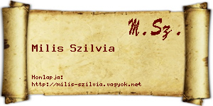 Milis Szilvia névjegykártya